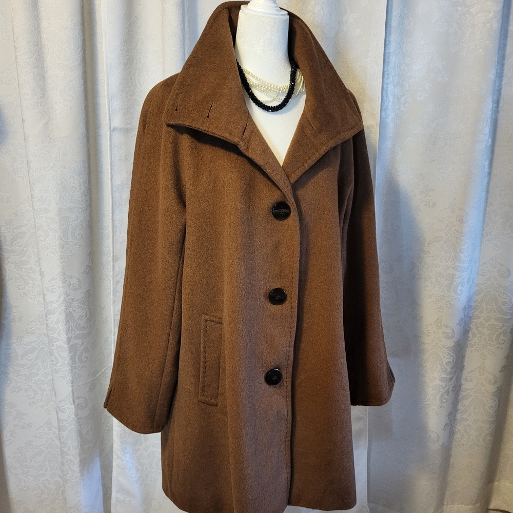 Ellen Tracy Women Luxurious Wool Angora Jacket, Coat, Size 14,Brown, Formal